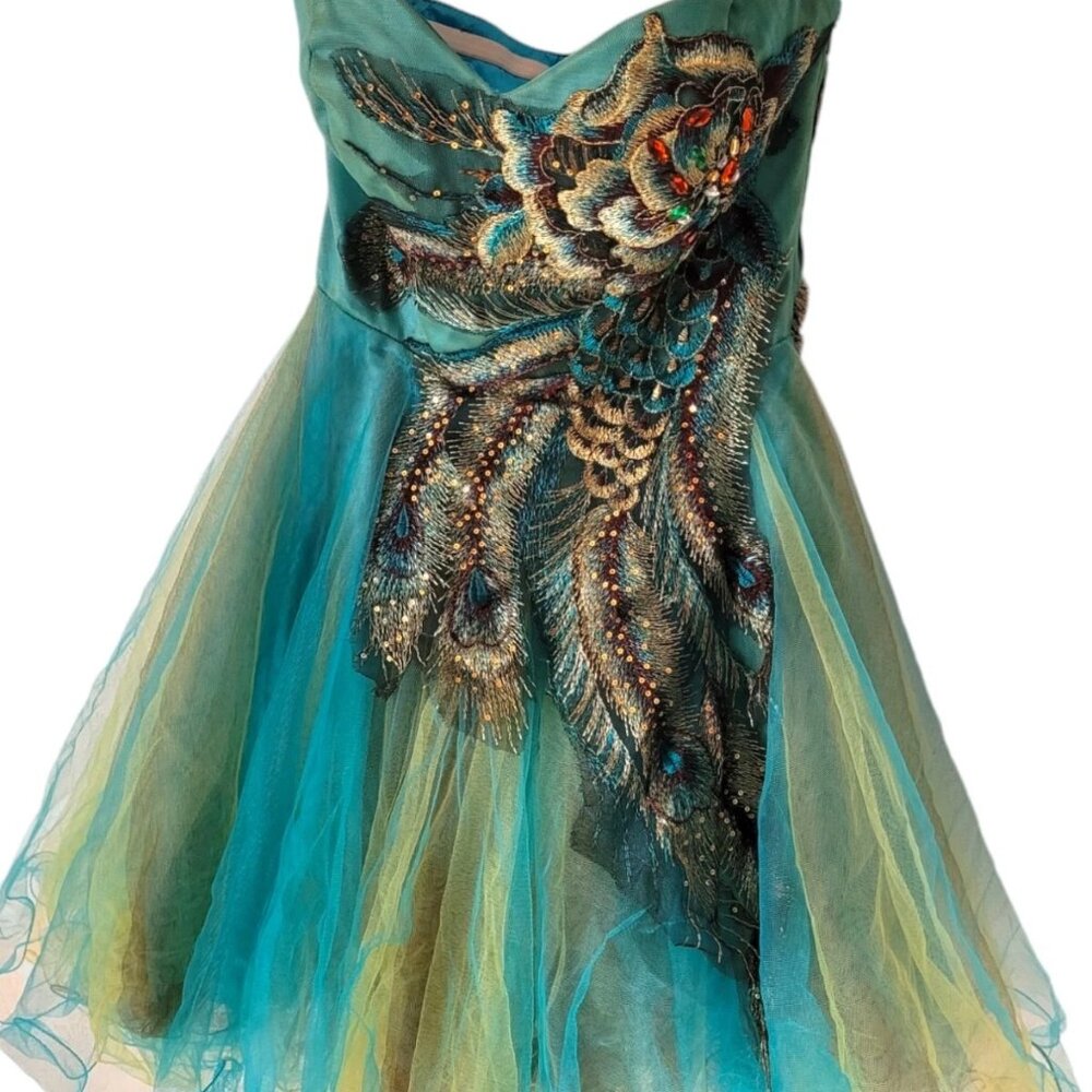 Windsor Peacock Tulle Dress, Womens Costume, Size 2, Strapless